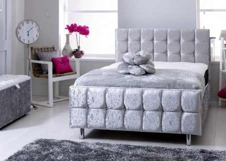 Crushed velvet cube crystal Bed Frame